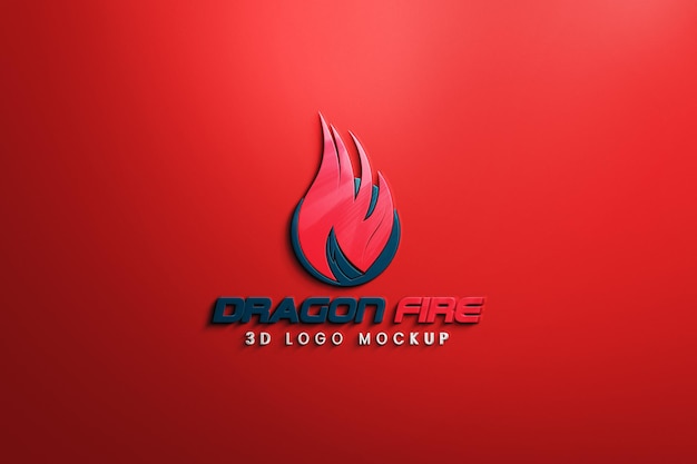 3D logo mockup on red editable background