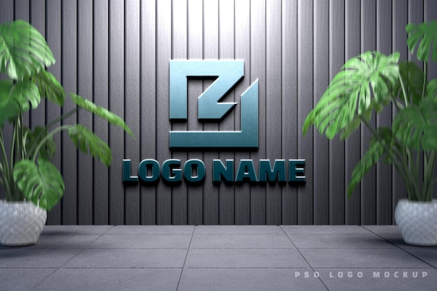 3d logo mockup on wall or 3d realistic gradient logo mockup