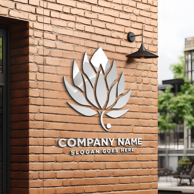 3d logo mockup wall office company branding display background