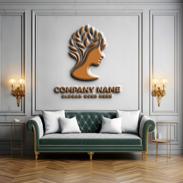 3d logo mockup wall office company branding display background