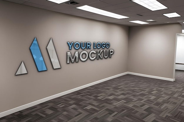 3d logo mockup on wall