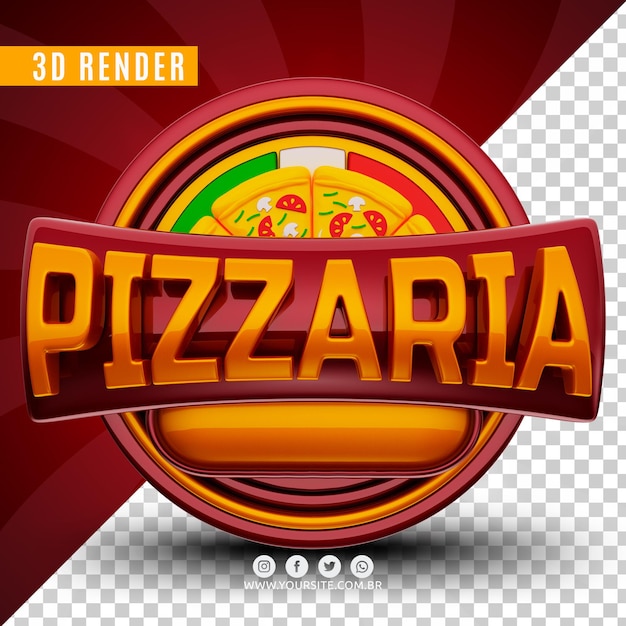 3d logo for pizzeria premium psd