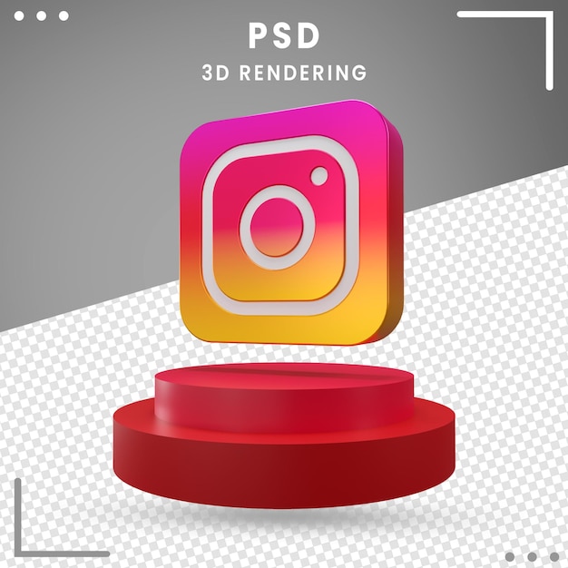 3d Logo Rotated Icon Instagram Isolated