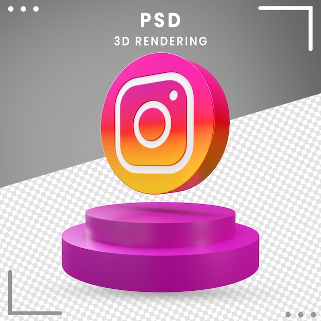 3d Logo Rotated Icon Instagram Isolated