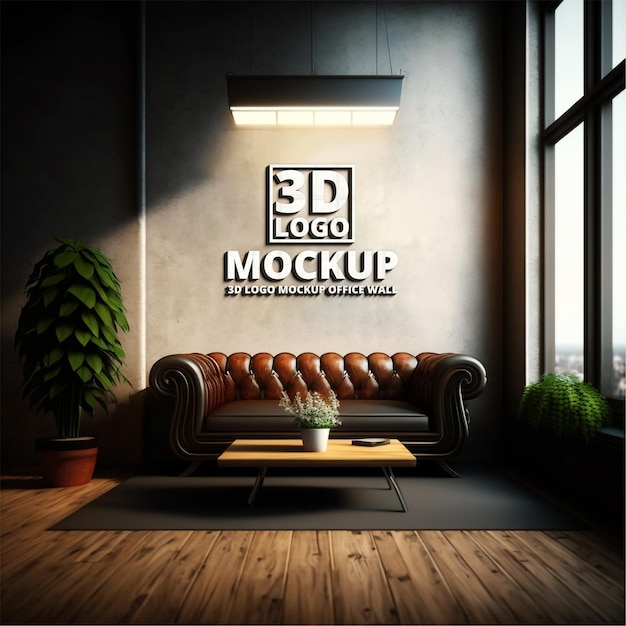 3D LOGO ON WALL OFFICE MODERN BUILDING