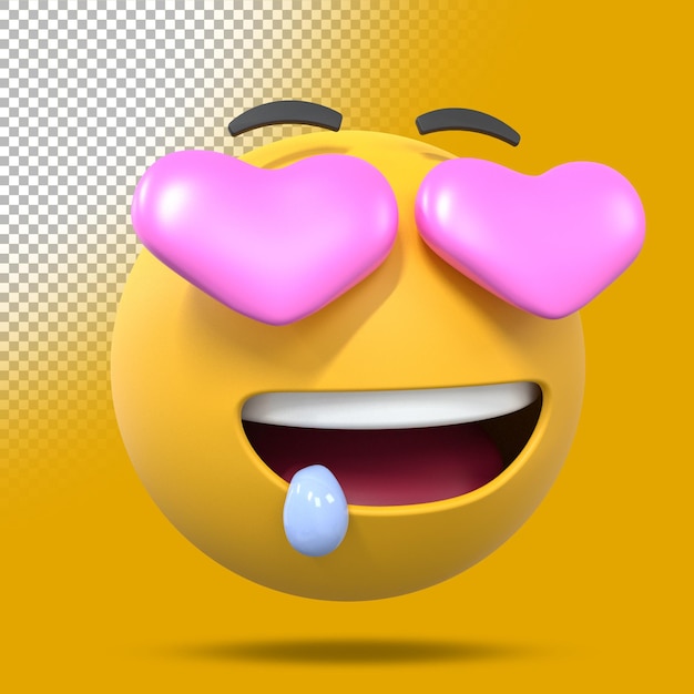 3d love feeling emoji. Three dimensional render illustration.