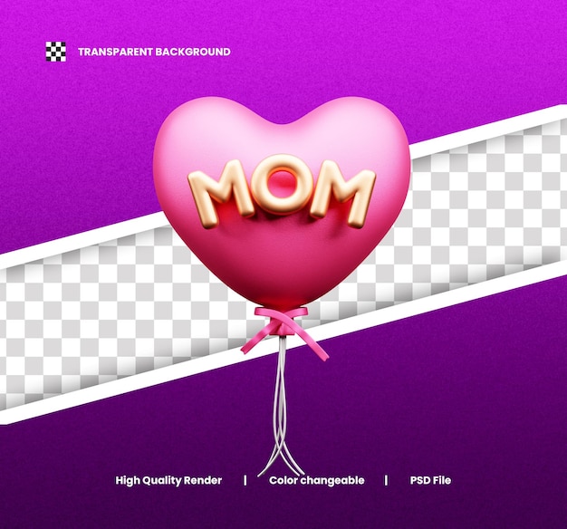 PSD 3d love mom balloon icon illustration