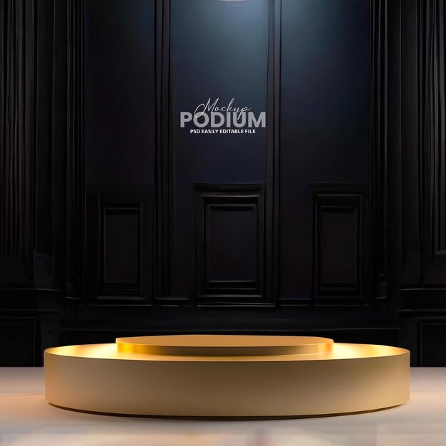 3d luxury golden podium with roman column classic style for product presentation background