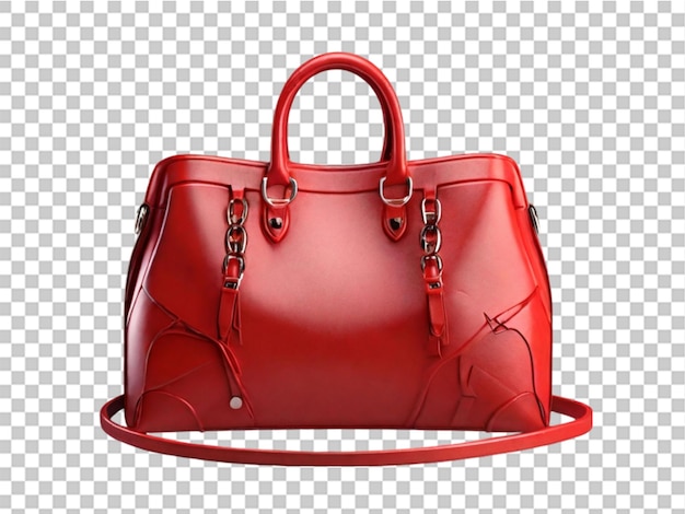 3d luxury red leather women bag on transparent background