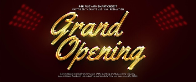 3d luxury text grand opening gold style effect