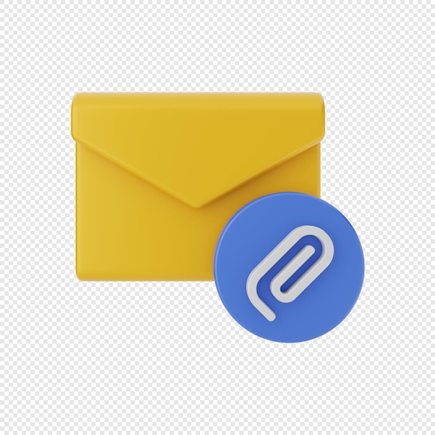 3d mail message envelope icon with attachment file