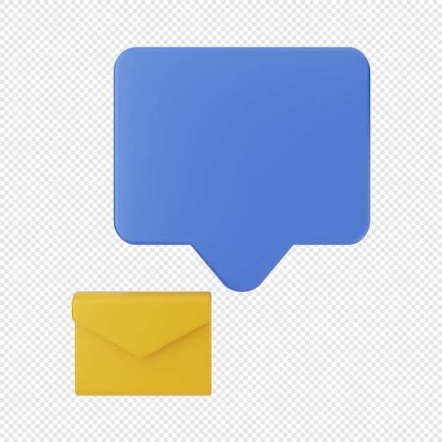 3d mail message envelope icon with chat bubble