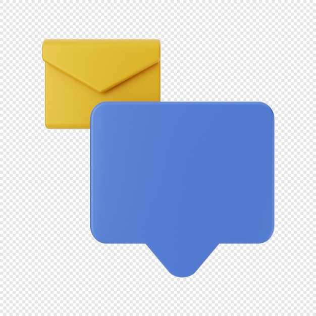 PSD 3d mail message envelope icon with chat bubble