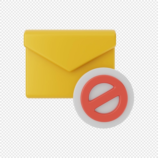 3d mail message envelope icon with forbidden