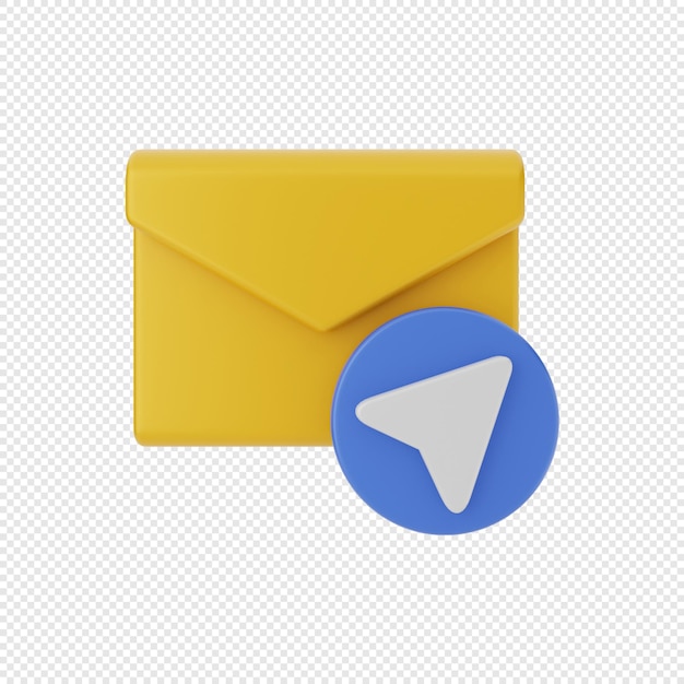 3d mail message envelope icon with sending arrow