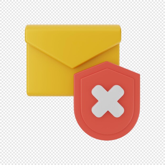 3d mail message envelope icon with shield failed protection