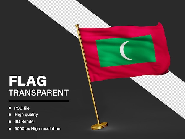 PSD 3d maldives flag isolated on transparent background