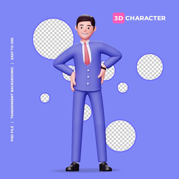 3d male character acting cool with transparent background