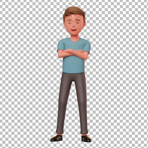 3D male character crossed arms