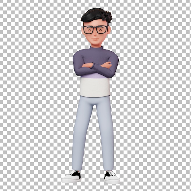 3d male character crossing arms