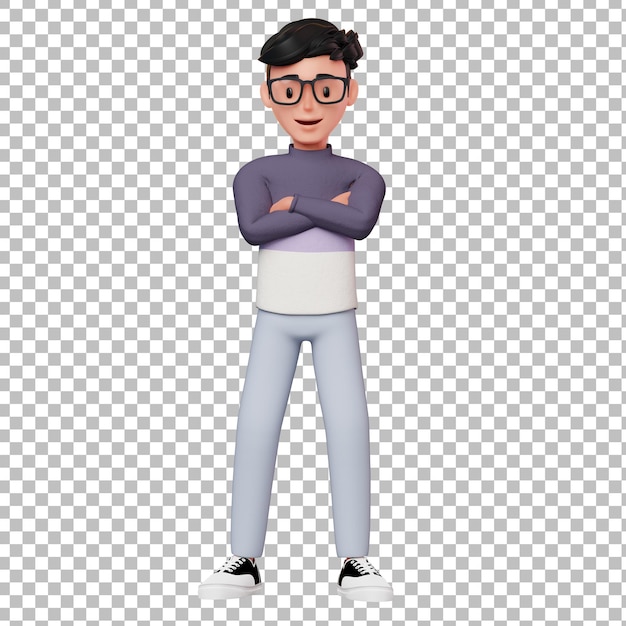 3d male character crossing arms