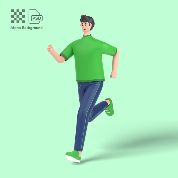 3d male character doing running exercise