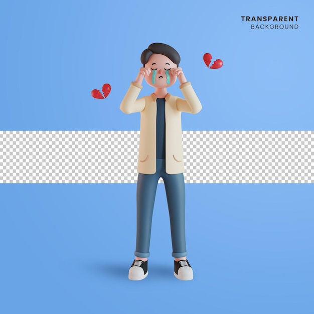 3d male character heartbreak