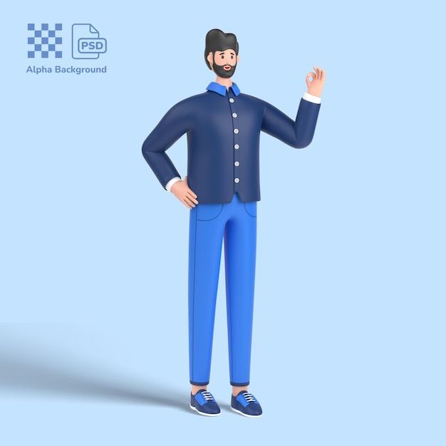 3d male character showing nice gesture pose