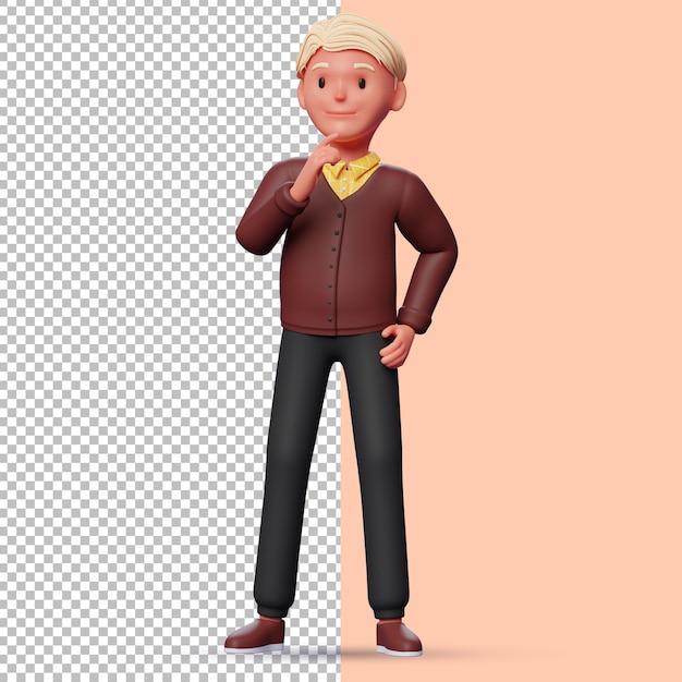 3d male character thinking about something