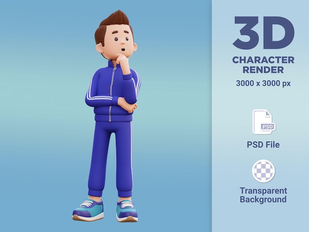 3d male character thinking