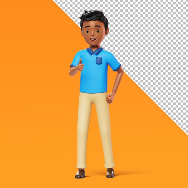 3d male character thumbs up