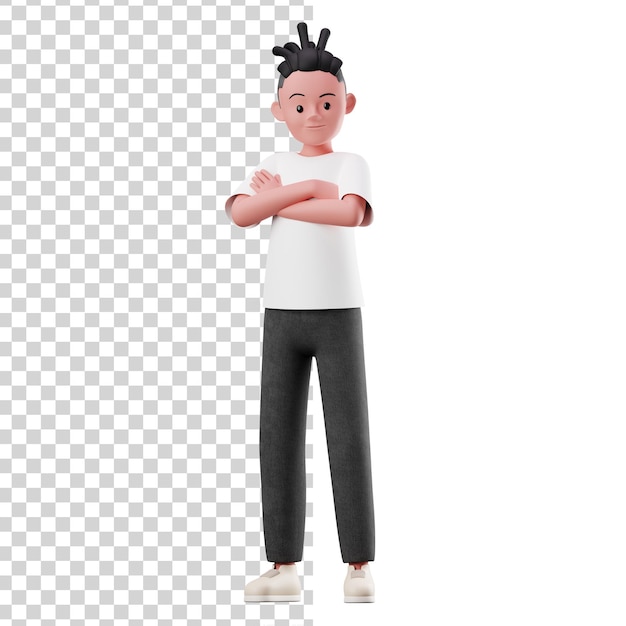 3D Male Character with Crossed Arm Pose