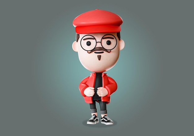 3d male character with red hat