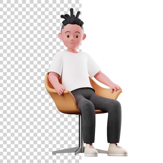 3D Male Character with Sitting Pose