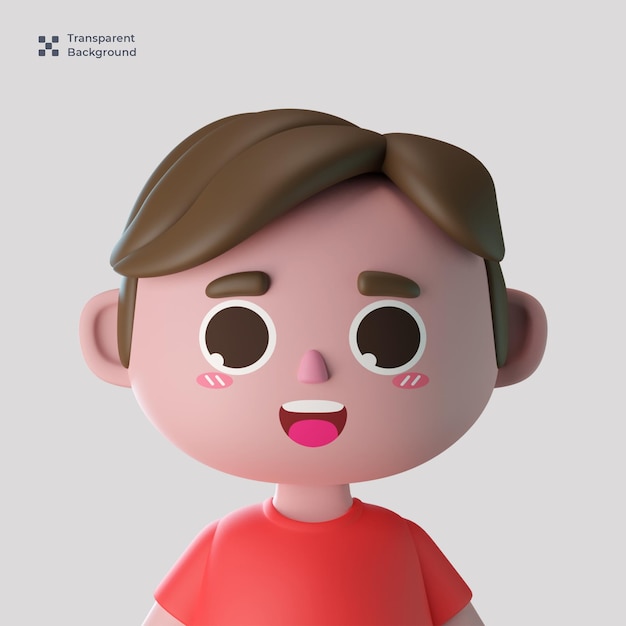 3d male cute cartoon character avatar isolated in 3d rendering