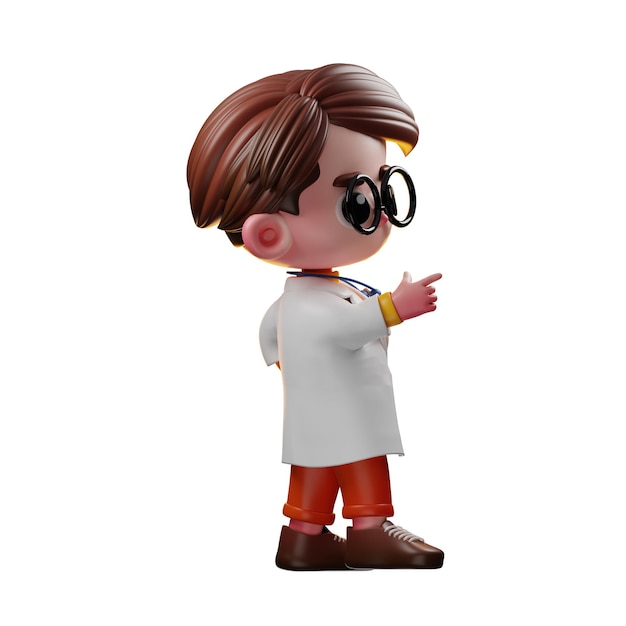 3d Male Doctor Character Pointing Next