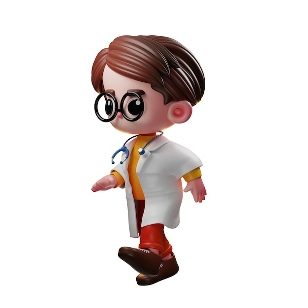 3d Male Doctor Character Walking With A Bag