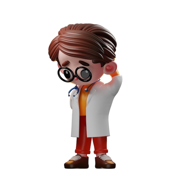 3d Male Doctor Character Worry