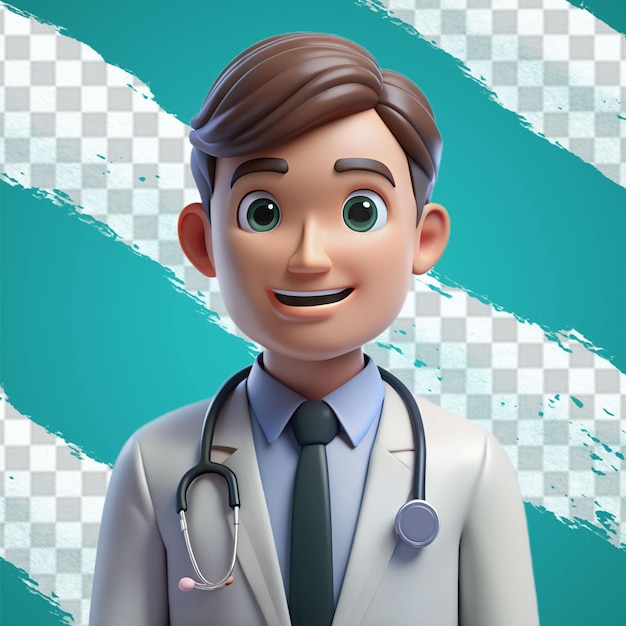 3d male senior doctor wearing a mask holding a stethoscope character design illustration