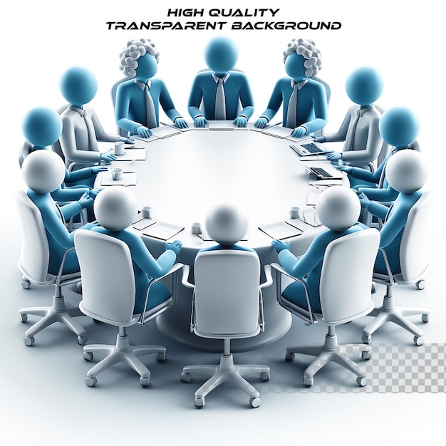 3d man business meeting isolated on transparent background