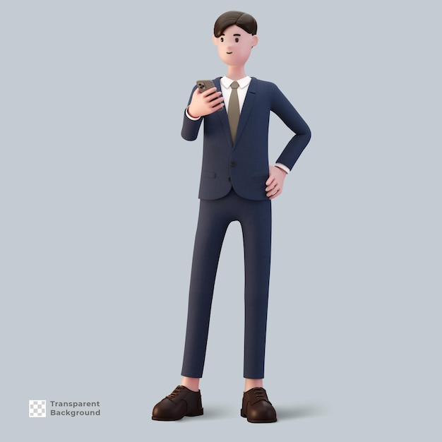 3d man cartoon character businessman in suit render isolated