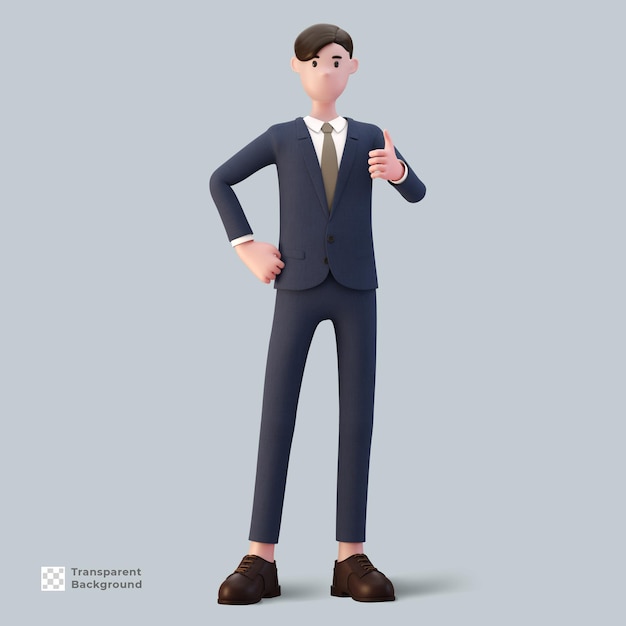 3d man cartoon character businessman in suit render isolated