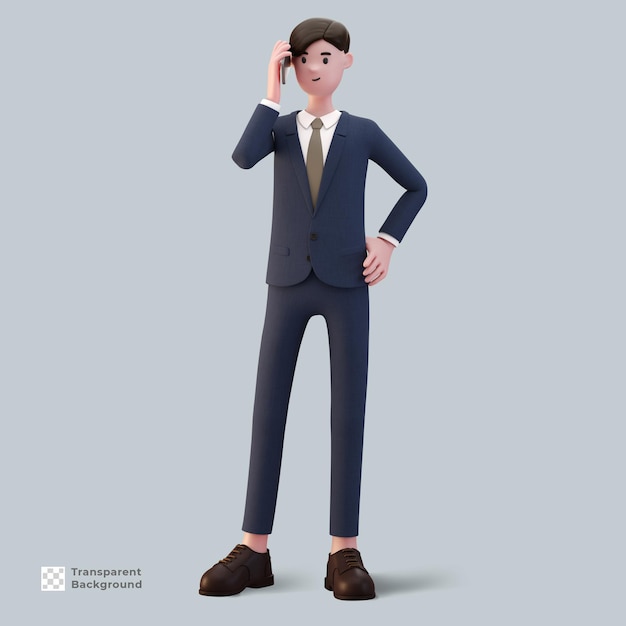 3d man cartoon character businessman in suit render isolated