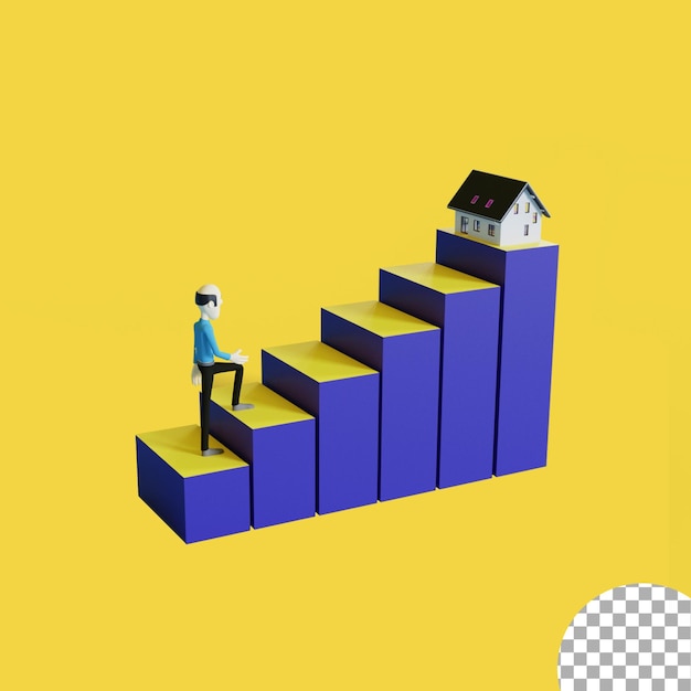 3d man climbing on a stair to success