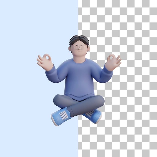 3D Man Doing Meditation