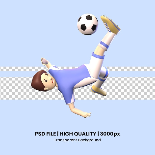 3D man soccer player rendered illustration isolated on the blue background