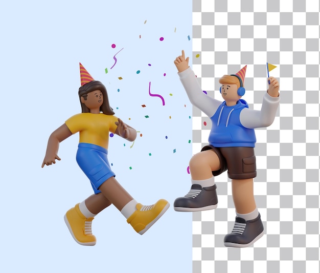 3D man and women Dancing