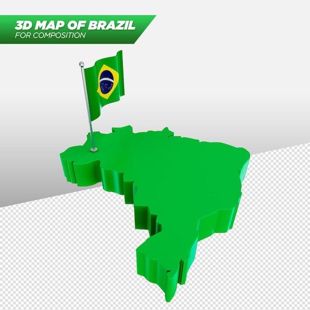 3d map of Brazil for advertising compositions