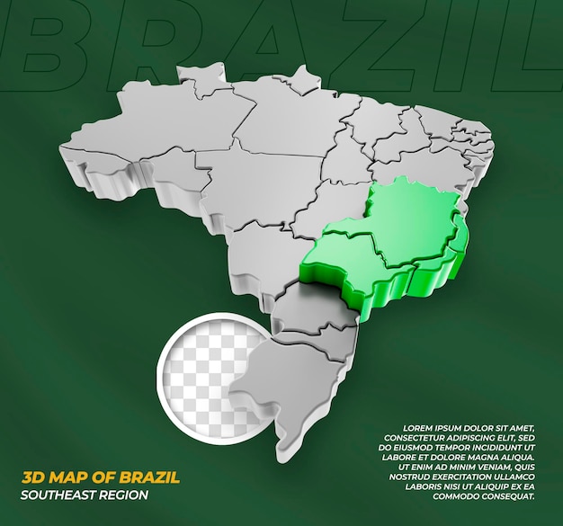 PSD 3d map of brazil state of southeast region