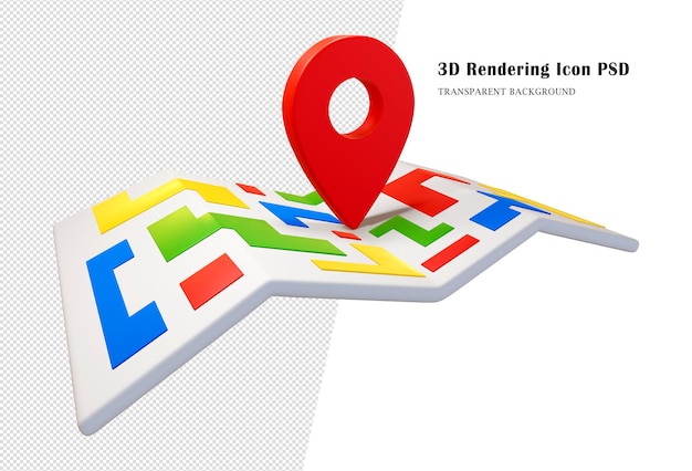 3d Map pins, GPS, navigator pin checking point. 3d render navigation locator map with red pointer.